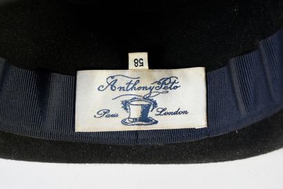 null JOHNNY HALLYDAY: 1 black felt hat, "Pork Pie Hat" style, worn for many months...