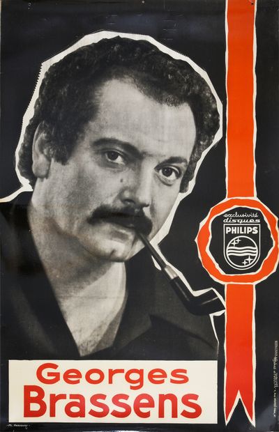 null GEORGES BRASSENS : 1 set of 6 posters in 80x120 and 1 in 98x150, published by...