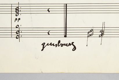null 
SERGE GAINSBOURG : 1 manuscrit original d’une partition musicale sur 2 pages...