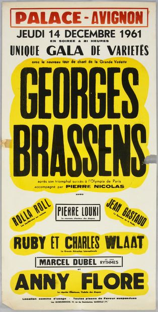 null GEORGES BRASSENS : 1 set of 4 posters in the formats 40x60, 55x73, 80x120 and...