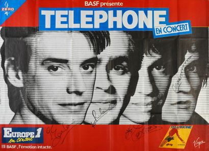 null TELEPHONE : 1 original poster of the famous french rock band Téléphone and signed...