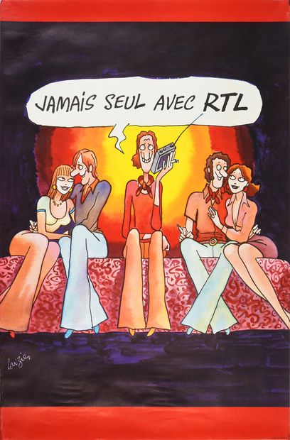 null RTL: 1 set of 3 advertising posters: 1 RTL Radio Luxembourg poster illustrated...