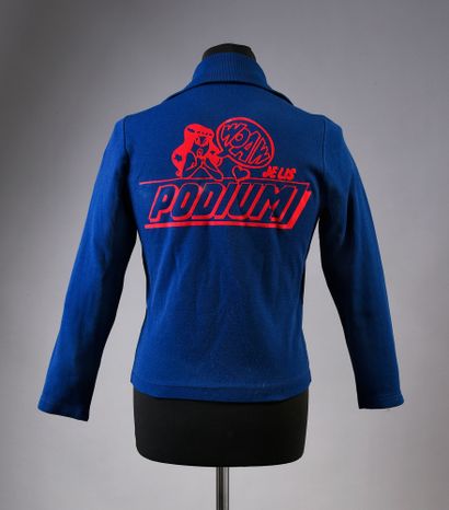 null CLAUDE FRANCOIS / PODIUM: 1 FLT tracksuit jacket, blue and red, customized with...
