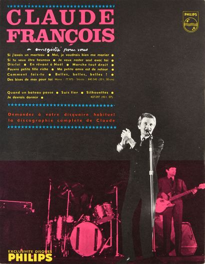 null CLAUDE FRANCOIS (1939/1978) : Songwriter and performer. 1 program of the 1965/1966...