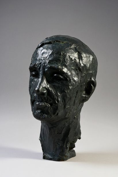 null CHARLES AZNAVOUR (1924/2018) : 1 buste en bronze du visage de Charles Aznavour...