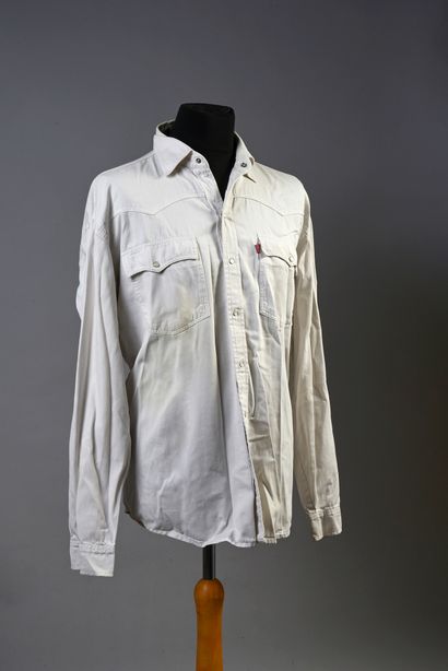 JOHNNY HALLYDAY : 1 chemise western blanche,...