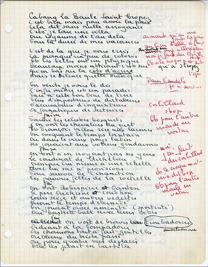 null GEORGES BRASSENS (1921/1981) : Songwriter and performer. 1 original manuscript...