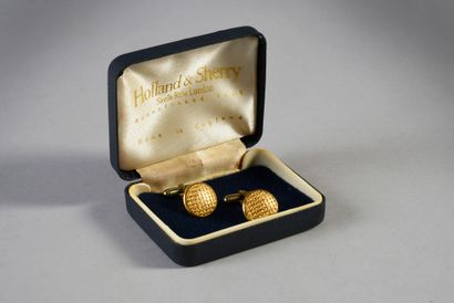 null JOHNNY HALLYDAY : 1 pair of cufflinks, gold plated, from Holland & Sherry, offered...