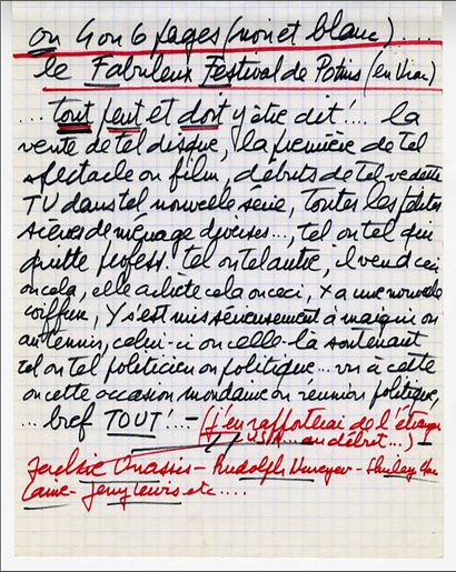 null CLAUDE FRANCOIS: 3 handwritten pages of Claude François who, after the success...