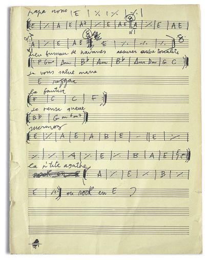 SERGE GAINSBOURG (1928/1991) : Acteur, auteur, compositeur, interprète. 1 manuscrit...