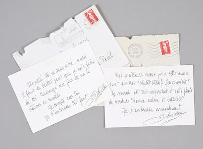 SHEILA : (1945) Chanteuse et actrice. 1 set of 2 handwritten correspondence cards...