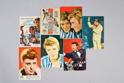 JOHNNY HALLYDAY (1943/2017) : 1 lot of 5 promotional cards of Johnny Hallyday, 4...
