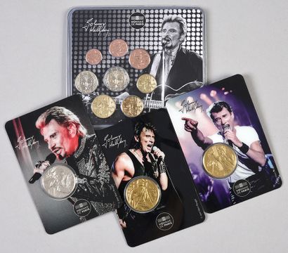 JOHNNY HALLYDAY (1943/2017) : 1 lot of 3 medals with the effigy of Johnny Hallyday...