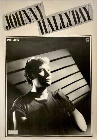 JOHNNY HALLYDAY (1943/2017) : 1 affiche originale pour la promo du disque « En pièces...