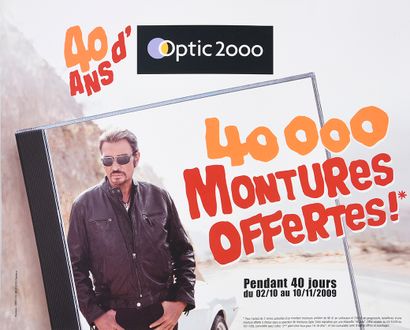JOHNNY HALLYDAY (1943/2017) : 1 set of Optique 2000 promotional supports with Johnny...