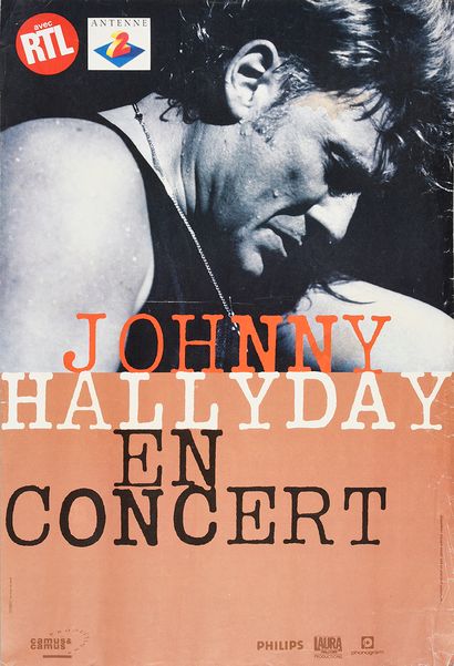 JOHNNY HALLYDAY (1943/2017) : 1 set of 5 promotional posters of Johnny Hallyday,...