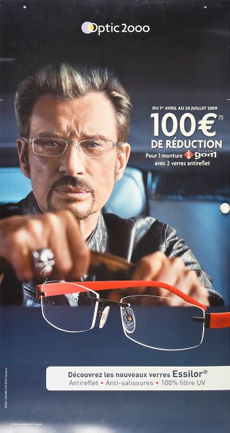 JOHNNY HALLYDAY (1943/2017) : 1 set of Optique 2000 promotional supports with Johnny...