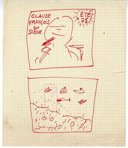 CLAUDE FRANCOIS (1939/1978) : Auteur-compositeur et interprète. 1 Original manuscript...