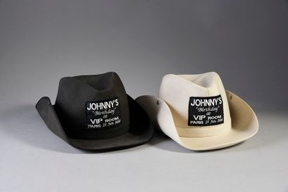 JOHNNY HALLYDAY (1943/2017) : 2 hats worn by Johnny and Laetitia on June 15, 2000,...