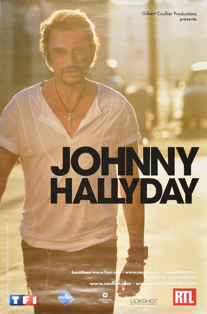 JOHNNY HALLYDAY (1943/2017) : 1 set of 5 promotional posters of Johnny Hallyday,...