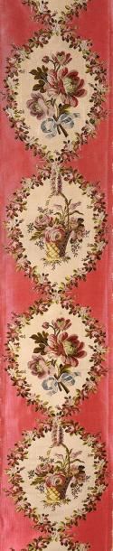 null Bordure de style Louis XVI, fin du XIXe siècle, lampas soie polychrome; alternance...