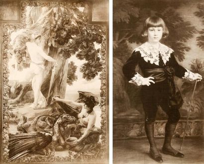 Deux photogravures sur toile, début XXe siècle,...