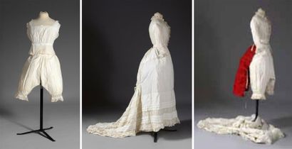 null Importante réunion de linge de dame, vers 1880, culottes, brassières, corsages,...