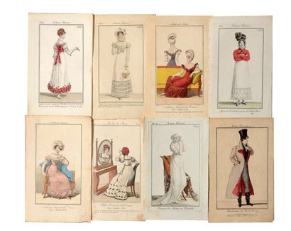 null Réunion de gravures de mode en couleurs, entre 1798 et 1830 environ, principalement...