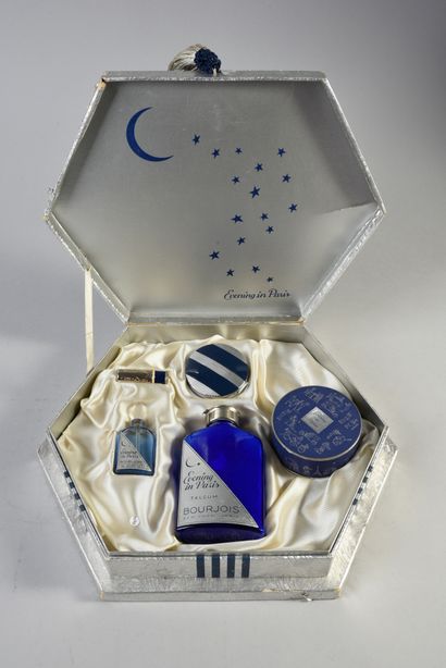 BOURJOIS "Evening in Paris" - (1940's - USA)
Luxurious hexagonal cardboard box covered...