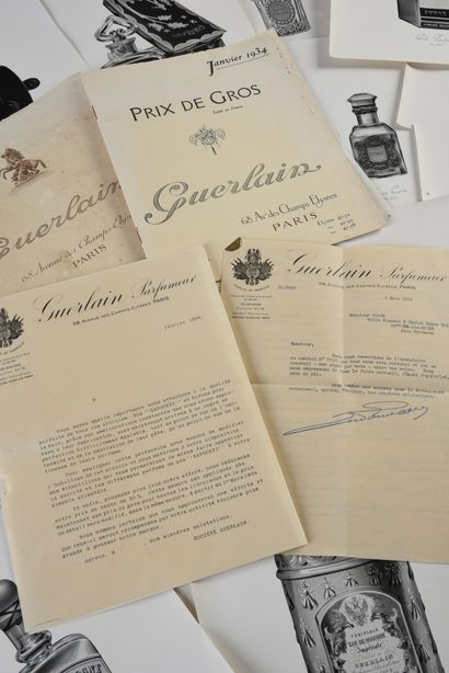 GUERLAIN - (1934) Lot including a letter signed by Jacques Guerlain, and the catalog...
