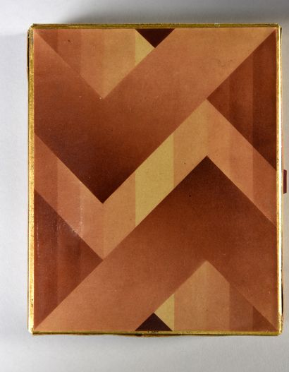 Arys (années 1920) Elégant coffret rectangulaire en carton gainé de papier polychrome...