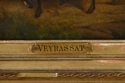 Jules Jacques VEYRASSAT (1828-1893) Monsieur l'abbé sur son âne
Huile sur panneau
32...