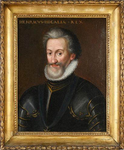 École FRANÇAISE du XVIIIe siècle Portrait of King Henry IV Canvas Inscribed at the...
