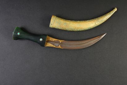 null Ottoman Empire khanjar dagger with spinach green jade handle punctuated with...