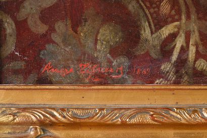 Ange TISSIER (1814-1876) Objets ottomans sur un entablement, 1869
Huile sur toile.
Signée...