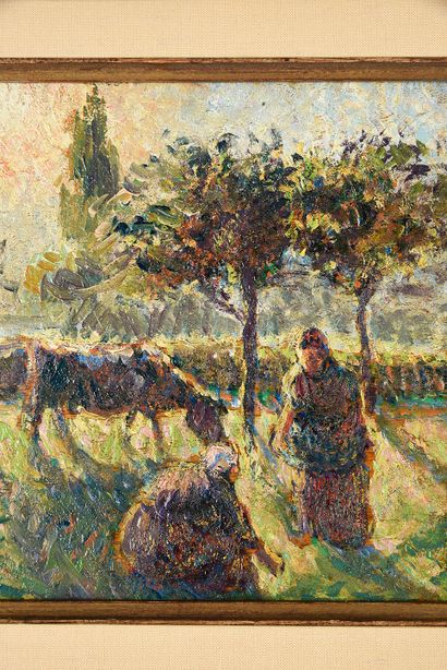 Camille PISSARRO (1830-1903) Gardeuses de vaches à Eragny, 1890
Huile sur panneau...