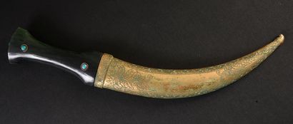 null Ottoman Empire khanjar dagger with spinach green jade handle punctuated with...