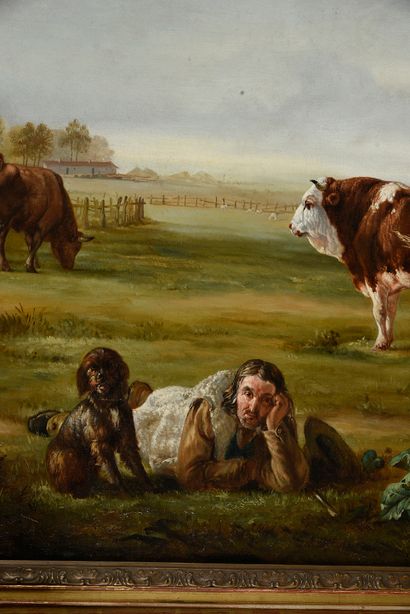 Jacques Raymond Brascassat ( 1804-1867) att à, Vaches au pâturage
Toile, signature...