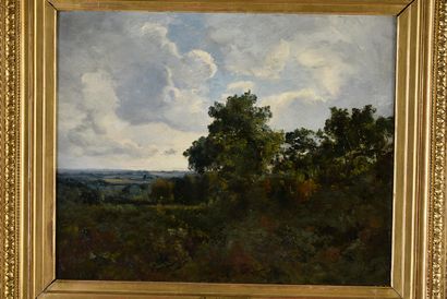 Emmanuel LANSYER (1835-1893) Paysage, probablement des environs de Fontainebleau...