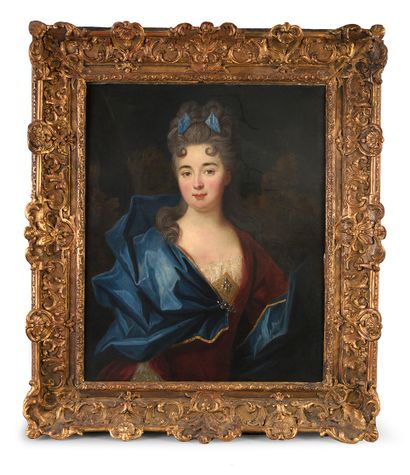 École FRANÇAISE du XVIIIe siècle, entourage de Hyacinthe RIGAUD Portrait de dame...