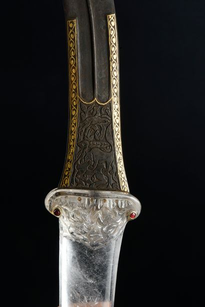 null Indian dagger with parrot head of Mughal style
Jambiya old steel blade curved...