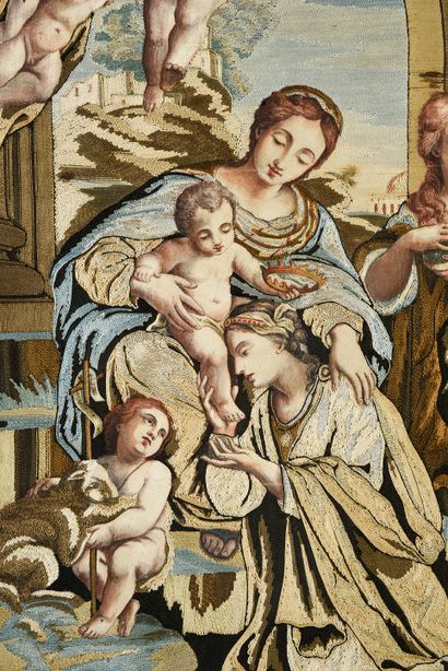 null Le couronnement de Sainte Catherine, tableau à fils collés, Italie méridionale,...
