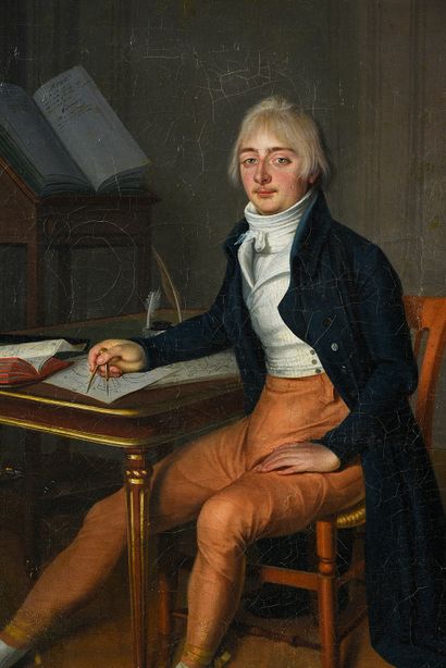 École Française de la fin du XVIIIIe siècle. Portrait d'un jeune mathématicien Huile...