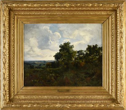 Emmanuel LANSYER (1835-1893) Paysage, probablement des environs de Fontainebleau...
