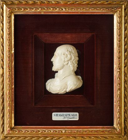 Félix GRAILLON (1833-1891) Portrait en profil de William Shakespeare
Sculpture en...