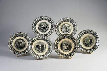 null SERIES ILLUSTRATING THE LIFE OF VICTOR HUGO.
Set of 6 round plates, in glazed...