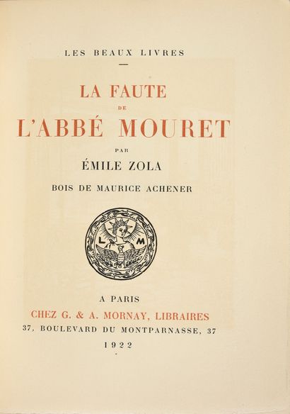 null [DUC DE MASSA LIBRARY] ZOLA Émile. La Faute de l'Abbé Mouret, Édition Mornay,...