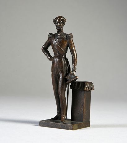 Ferdinand-Philippe, duc d'ORLÉANS (1810-1842) Small gilt bronze statuette with brown...