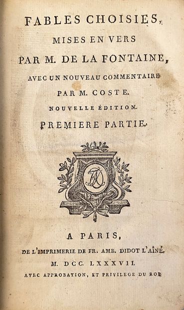 LA FONTAINE JEAN DE (1621-1695) Fables choisies, mises en vers par M. de La Fontaine,...