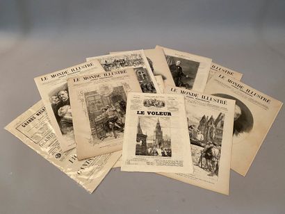 null OEUVRES DE VICTOR HUGO.
Bel ensemble de 19 journaux, publications et coupures...